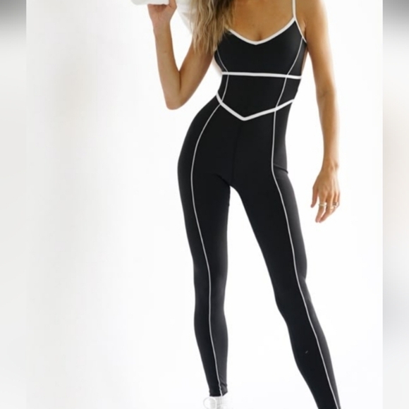 Altar'd State Pants - Altar'd State Black Jumpsuit with White Accents
